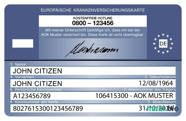 Dania europejska karta ubezpieczenia zdrowotnego edytowalny szablon